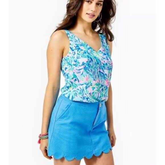 Lilly Pulitzer Colette Scallop Hem Skort Zanzibar Blue NWT - Picture 1 of 11